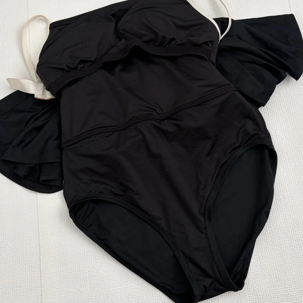 Kate Spade Swim Dress Bow Back One Piece Size M Black